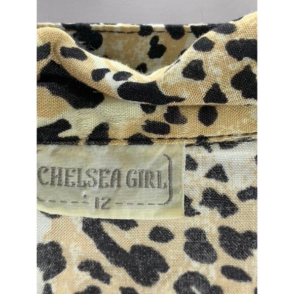 CHELSEA GIRL Women's Tan/Black Animal Print Button-Up Long Sleeve Top SZ 12 - Picture 7 of 9